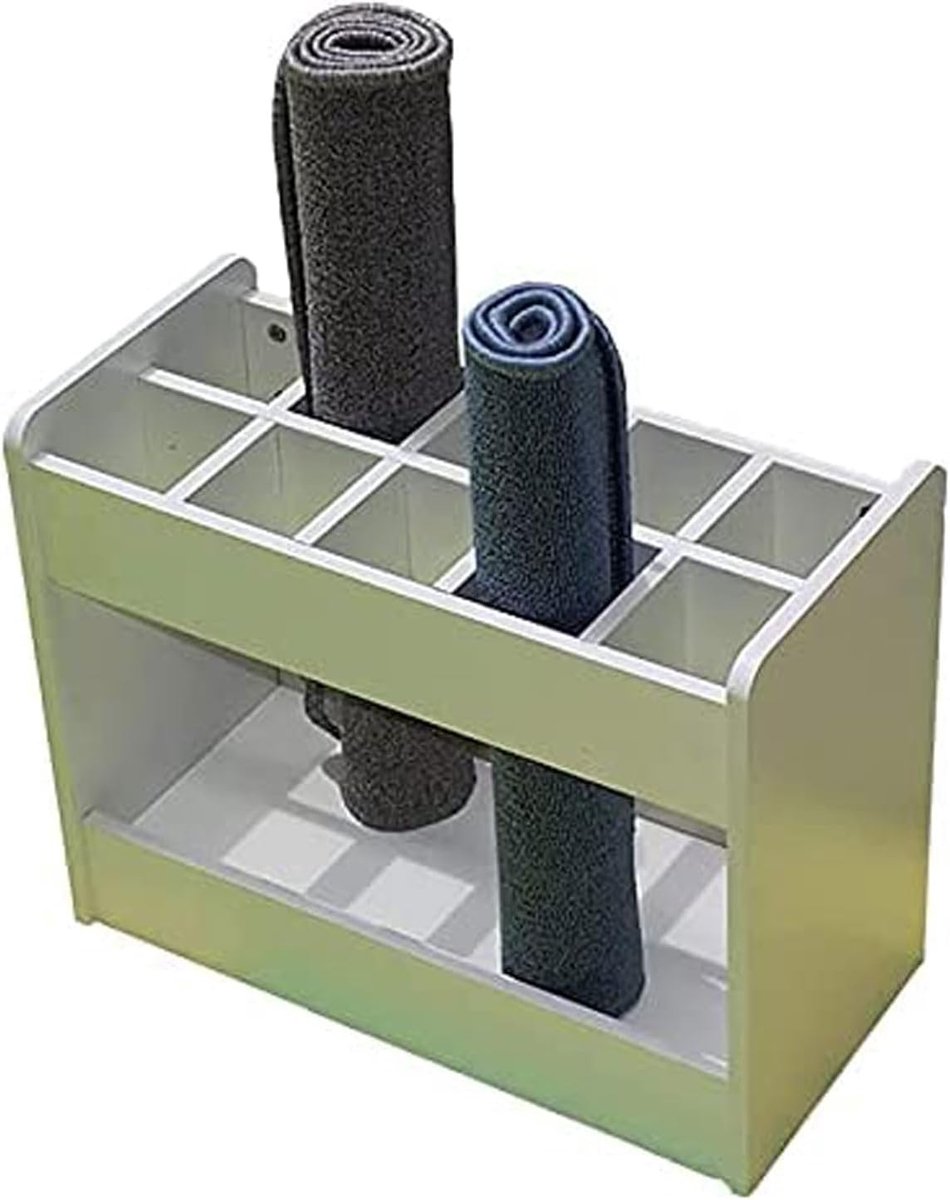 Yogamat Opbergrek - Mattenhouder Organizer - Sportspullen Opslaan - 10 Sleuven - 110 x 45 x 50 cm - Houtkleur