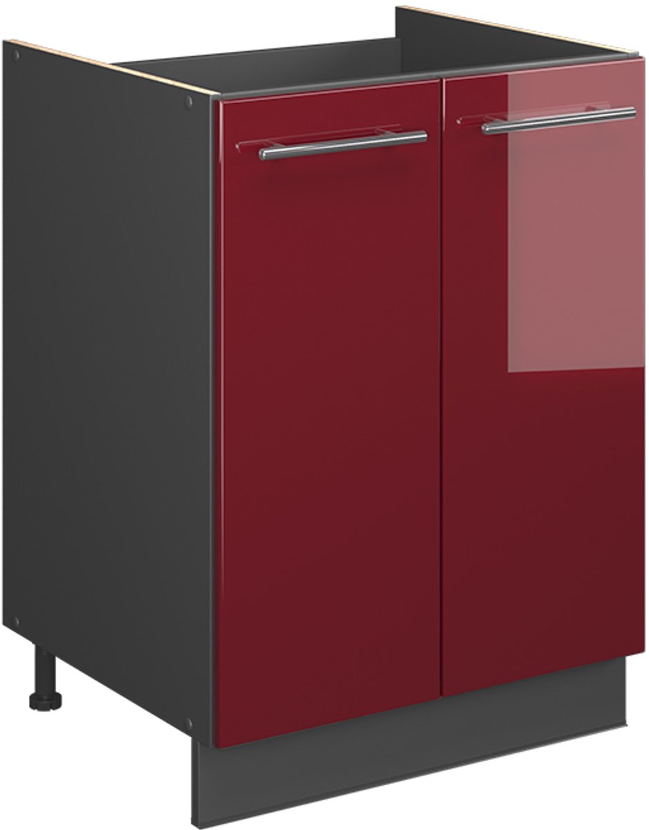 Vicco Wastafelkast Fame-Line, Bordeauxrode hoogglans/Antraciet, 60 cm