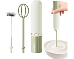 Melkopschuimer Elektrisch - Drankmixer - Dranken Bereiden - Stil en Draadloos - 12 cm - Groen