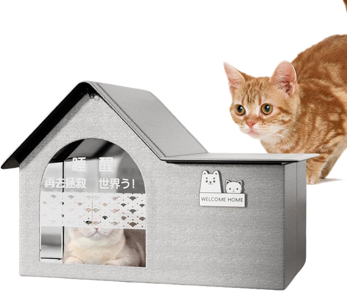 Kattenhuis Koeltent - Huisdier Grot - Koel Verblijf - Inclusief IJs Zakken - 53x35x37 cm - Grijs