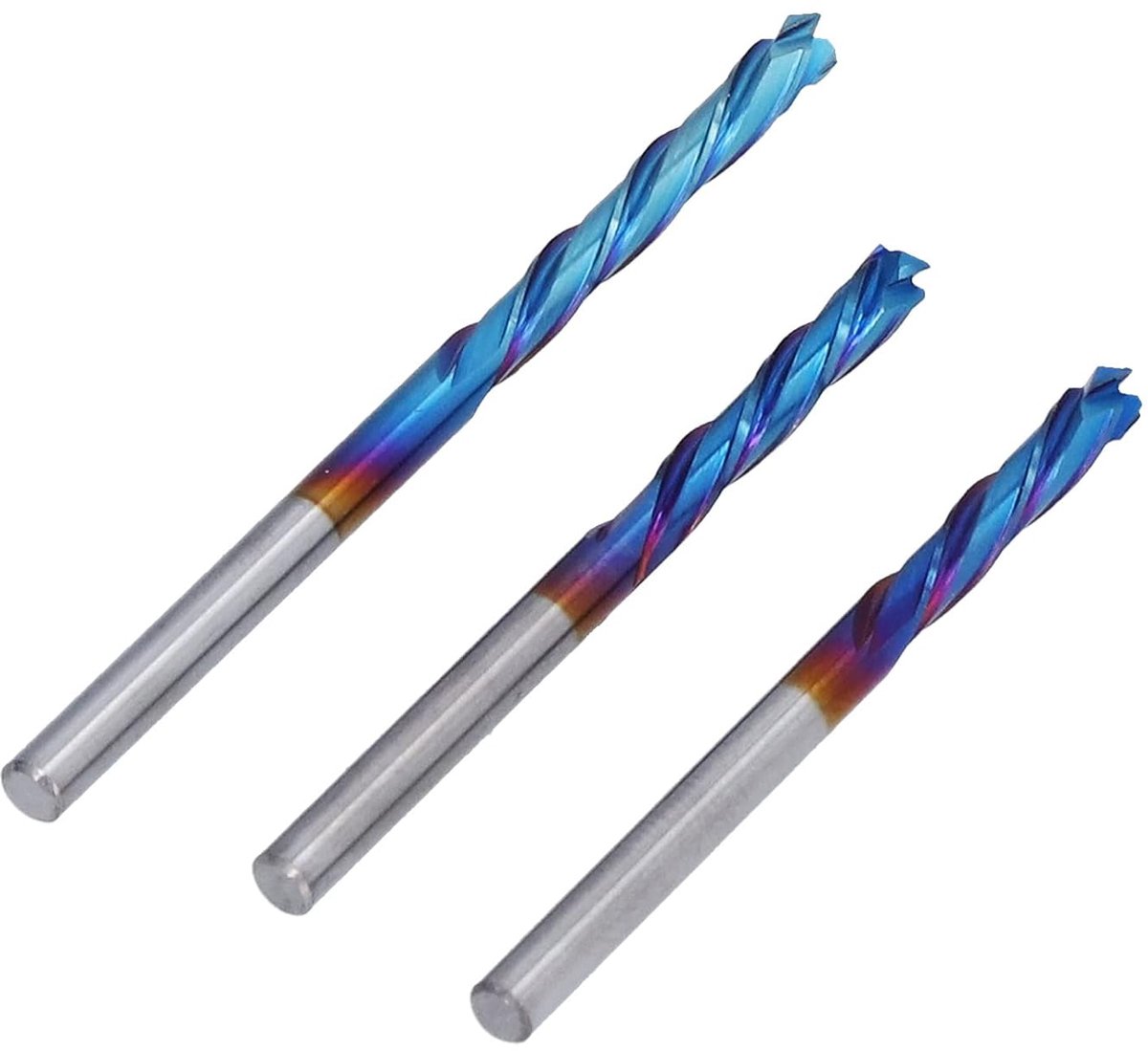 Vingerfrezen Set - CNC Frezen - Gedetailleerd Bewerken - Wolfraamstaal Constructie - 3 Stuks - Vergulde Blauw