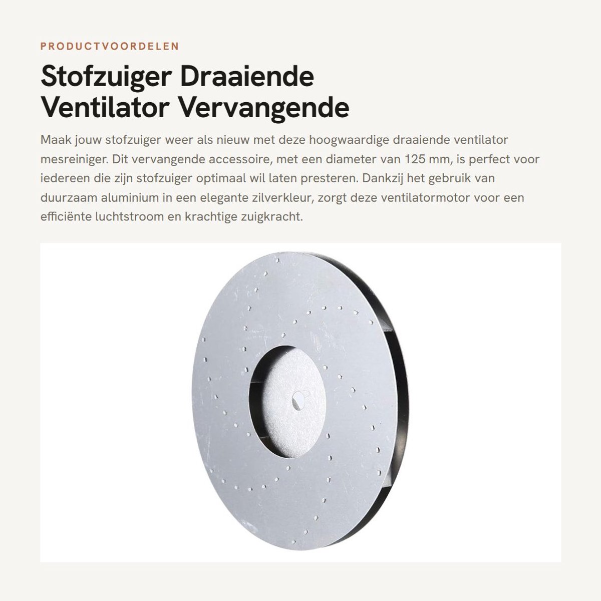 Dailygoods - Stofzuiger Draaiende Ventilator - Vervangende Accessoires - Diameter 125 mm - Ventilatormesreiniger - Ideaal voor Stofzuigeronderdelen -...