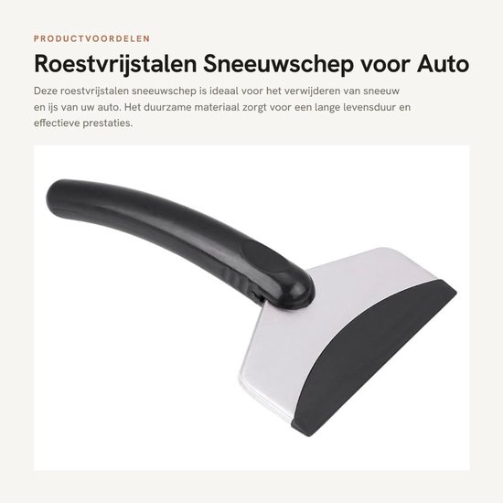 ZEYNOMAX- Sneeuwschep Roestvrij Staal - Sneeuwschep voor Auto - IJskrabber - Waterdicht - PET-Kunststof - 18 x 11 cm