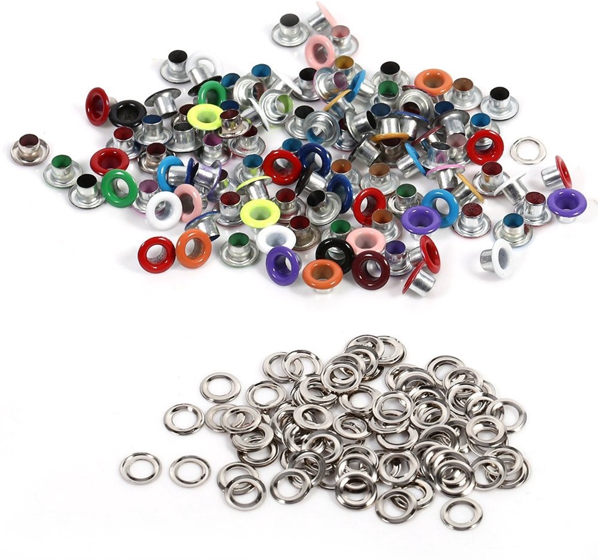Dailygoods- Oogjes 100 Sets - 4mm Oogjes - Gemengde Kleuren - Oogjestang Inclusief Oogjes - Metalen Ogen - Doe-het-zelf Project