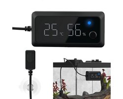 Reptielen Thermo-hygrometer - Vochtigheidsmeter Terrarium - Habitat Aanpassen - Real-time Monitoring - 8.3 x 4 x 1.9 cm - Zwart