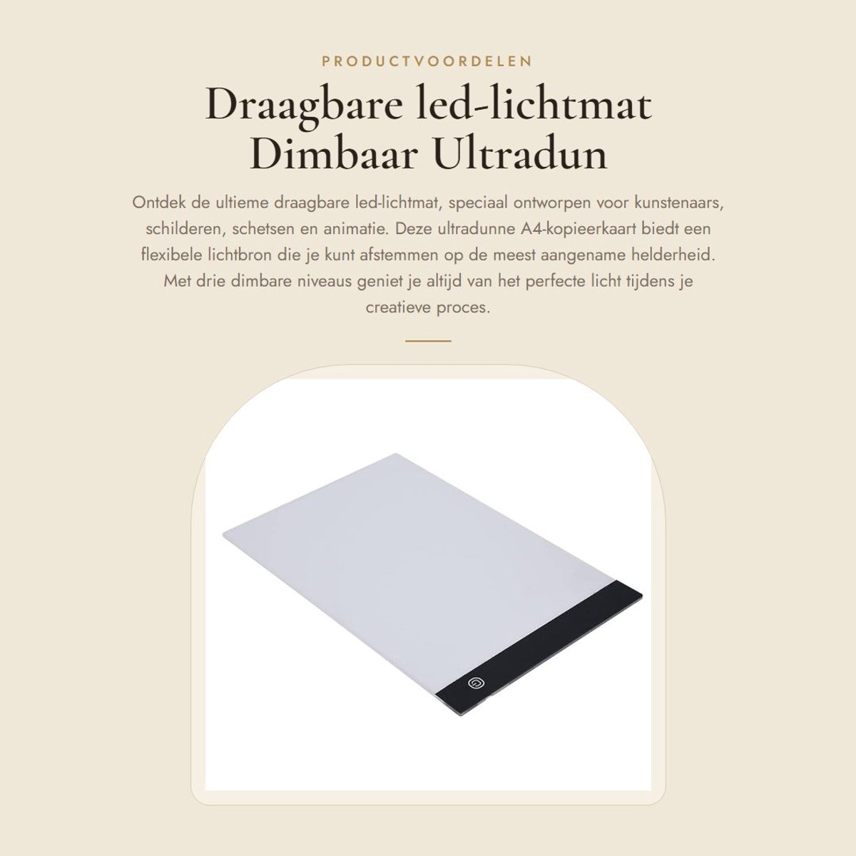 Dailygoods - Draagbare led-lichtmat - Dimbaar - Ultradun - A4-formaat - Lichtdoorlatend - Perfect voor kunstenaars - Ideaal voor schetsen en animatie