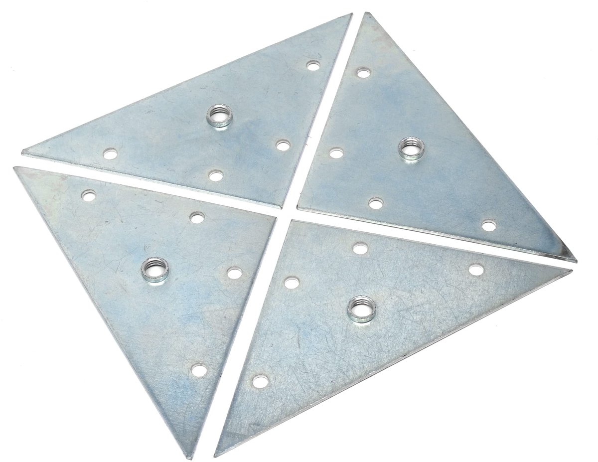 Dailygoods - Montageplaat voor meubelpoten - Set van 4 - Robuuste kwaliteit - 117 x 117 mm - Verzilverd staal - Eenvoudige installatie - Geschikt voor...