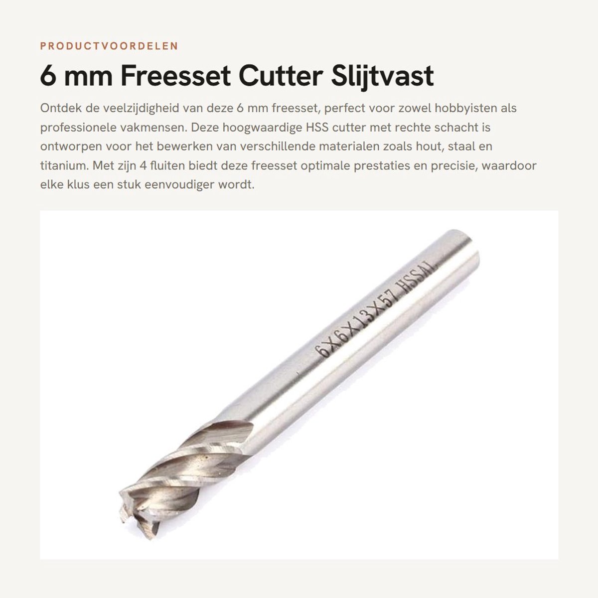Dailygoods - 6 mm Freesset - Cutter - Slijtvast en flexibel - 4 fluiten - Boorgereedschap voor hout en staal - Geschikt voor precisiewerk - 1 stuk