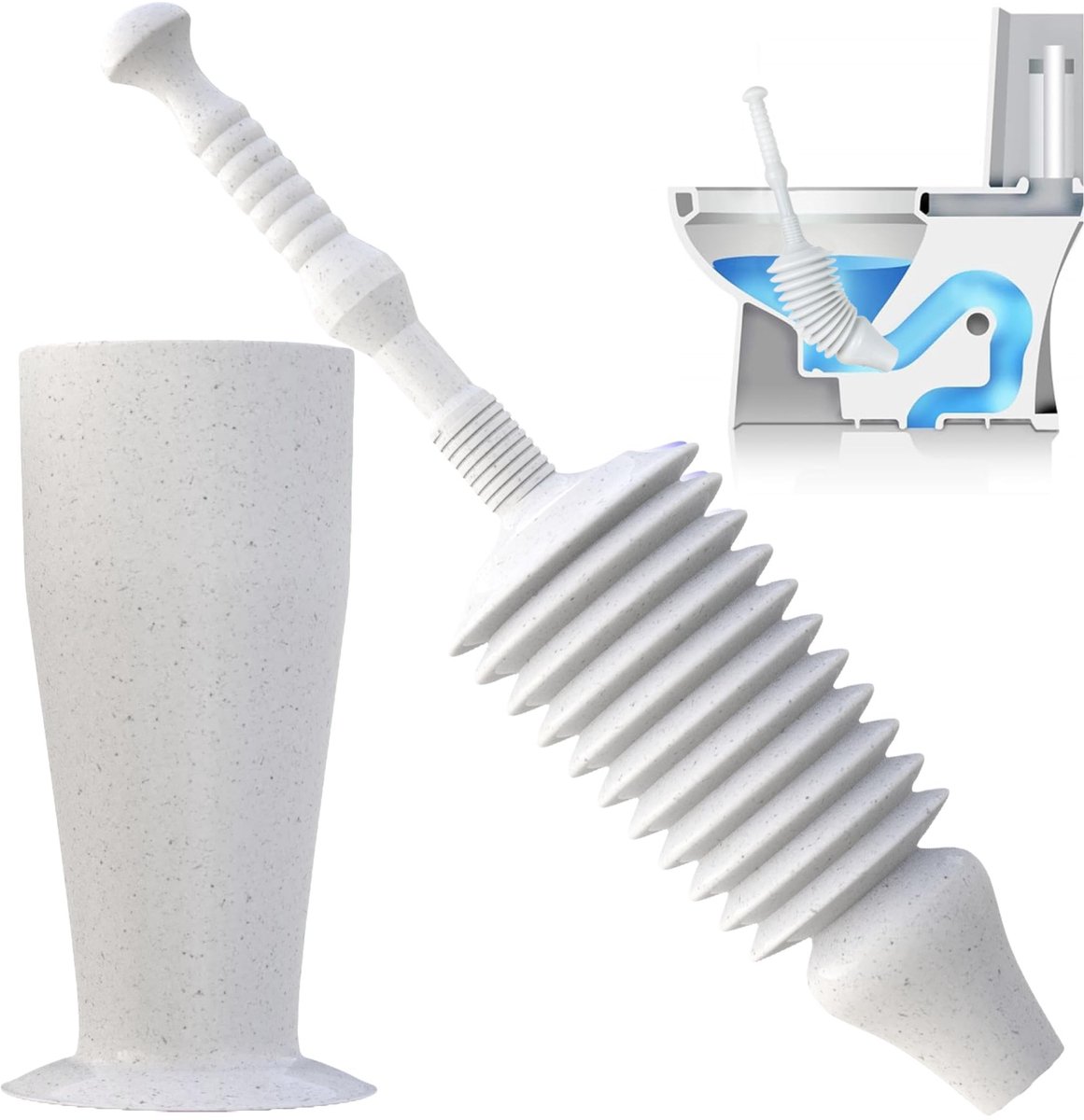 Dailygoods - Pömpel - Afvoerreiniger - Maximaal resultaat - Grijs - Zuignap met dubbele druk - Effectieve toiletreiniger - Geschikt voor zwakke afvoer...