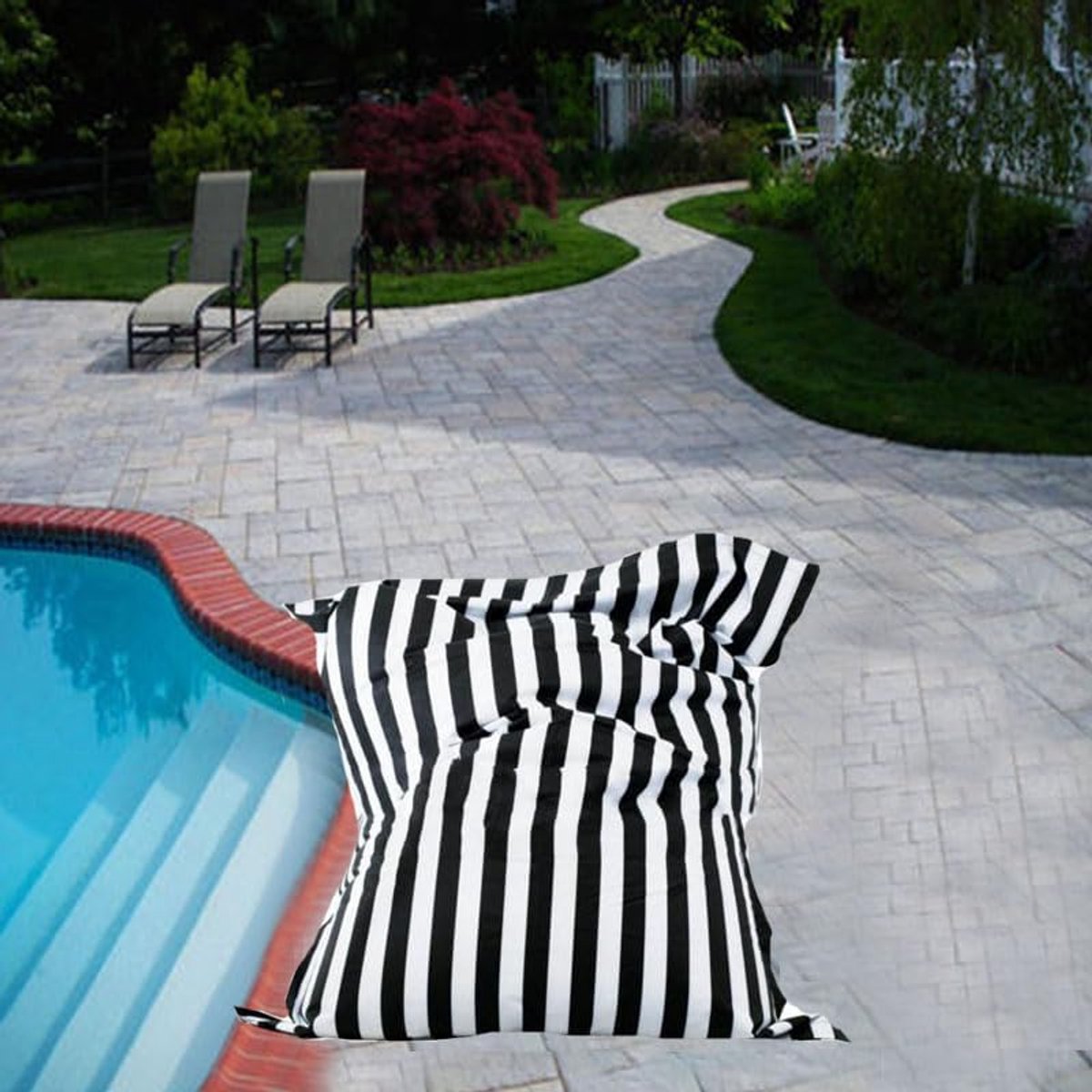 Outdoor Zitzak - Tuin Stoel - Ontspannen Buiten - Waterdicht Polyester - 180 x 140 cm - Zwart Wit