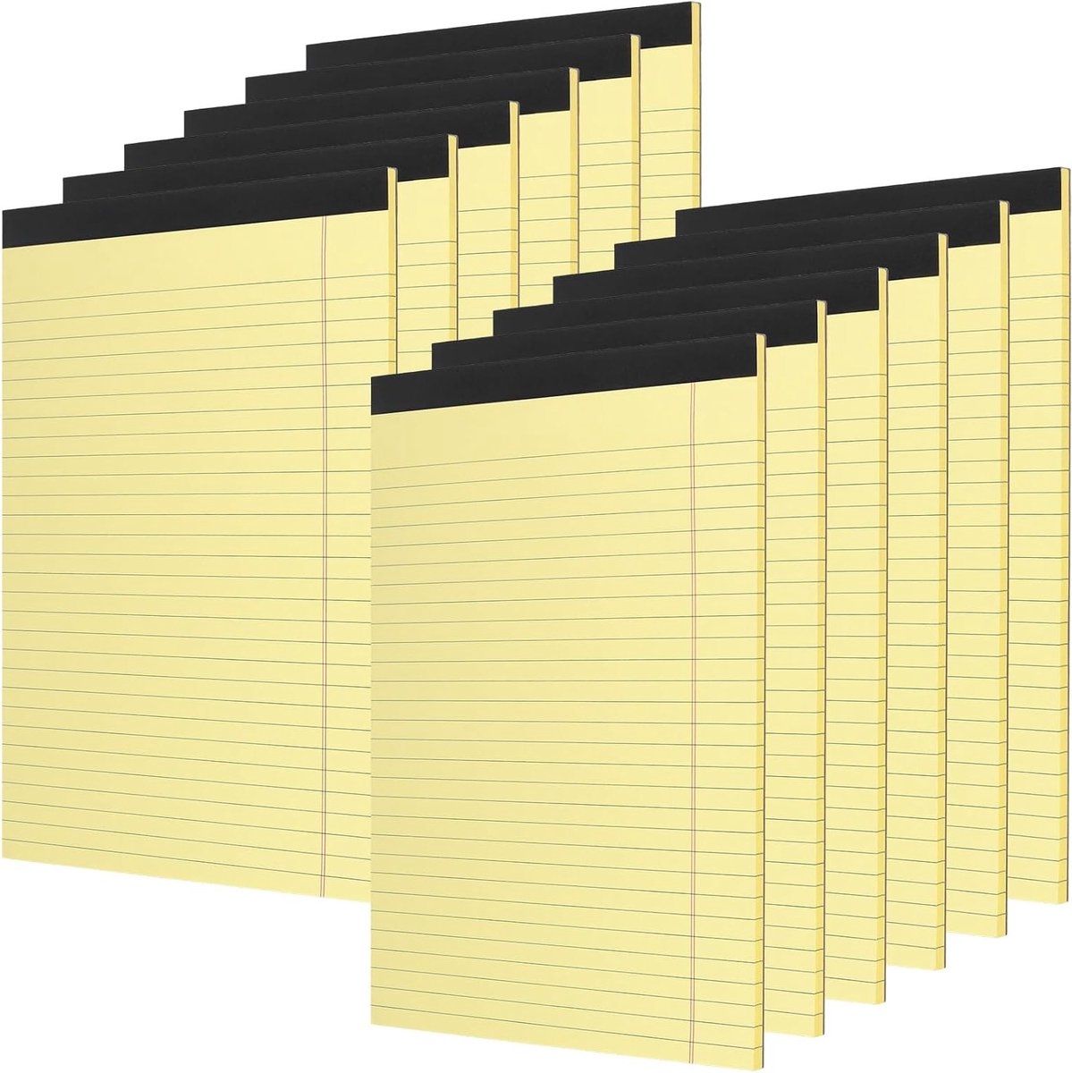 Geel juridisch notitieblok A4-formaat, 12 stuks, 100 pagina's, 80 g/m² papier voor professioneel gebruik en notities