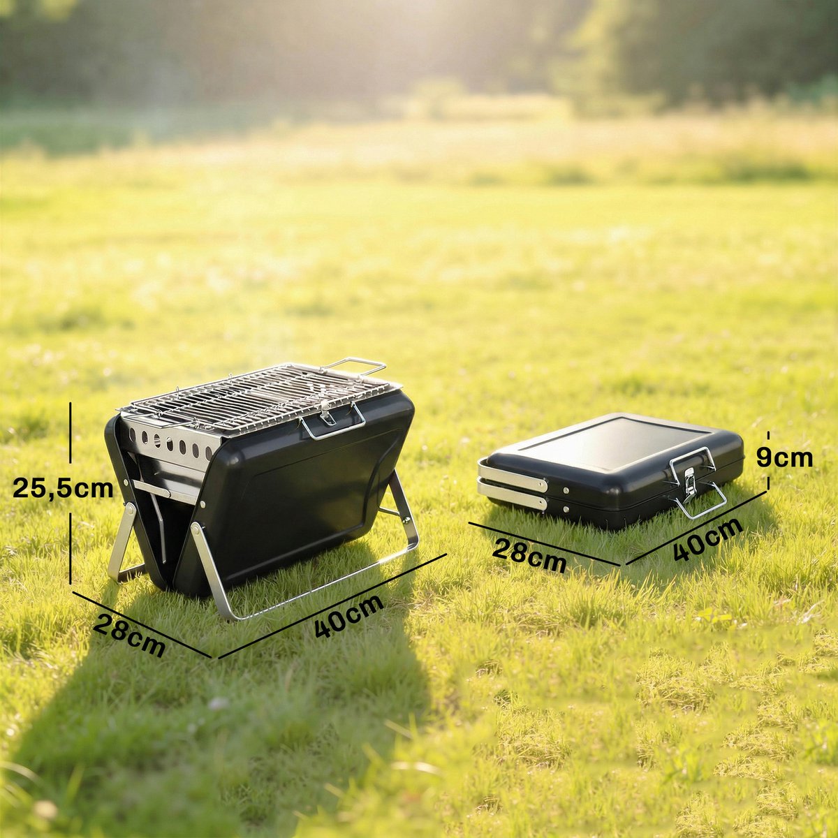 Roestvrijstalen Roestvrijstalen 40x28x25,5 Houtskoolbarbecue Rookoven - afbeelding 4