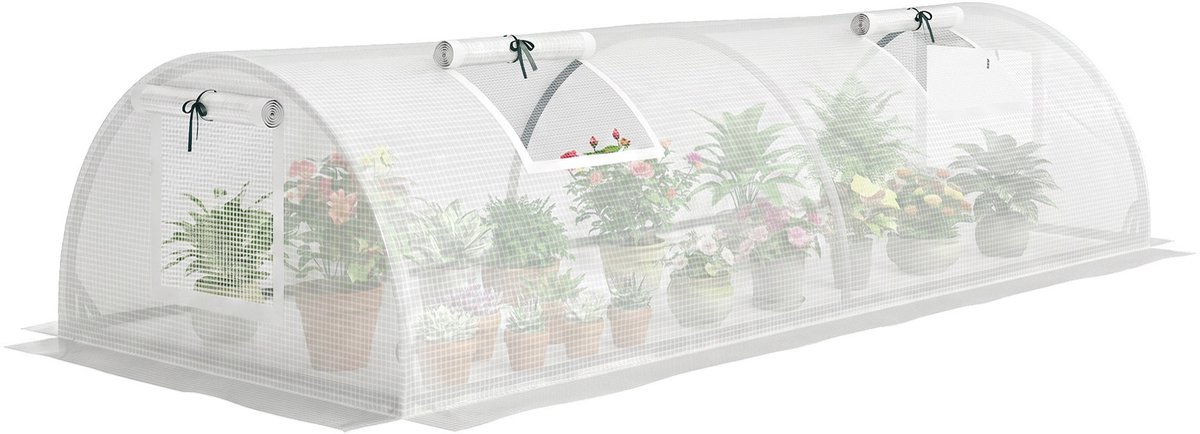 Outsunny - Tunnelkas - Kunststof - 200L x 80B x 45H cm - Wit