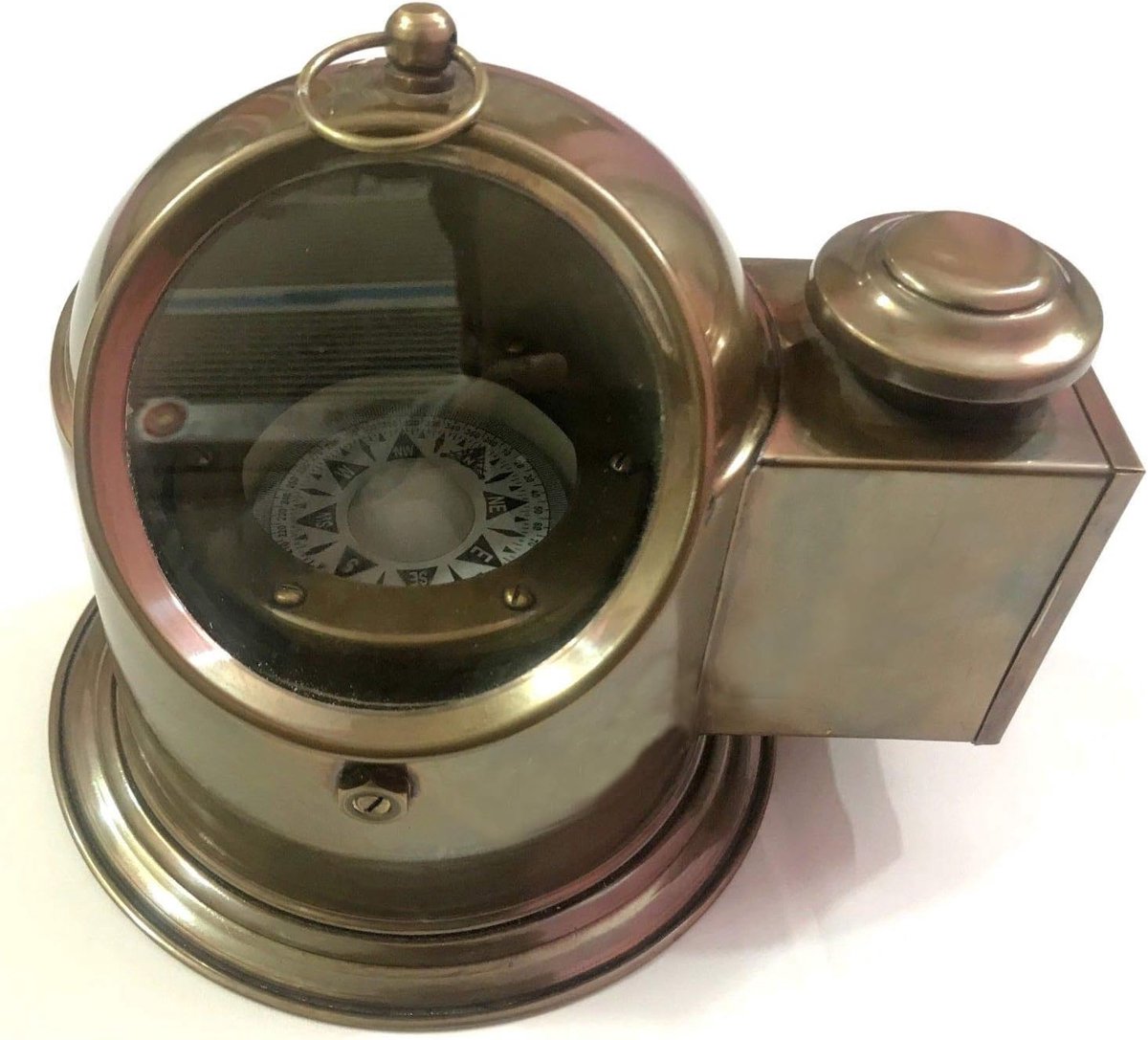 Nautische Olielamp - Scheepskompas - Sfeer Verlichting - Drijvende Wijzerplaat - 22 cm - Messing
