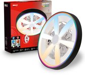 Ventilator met transparante bladen en RGB-randverlichting. Zomer- en wintermodus, dimbaar met afstandsbediening.