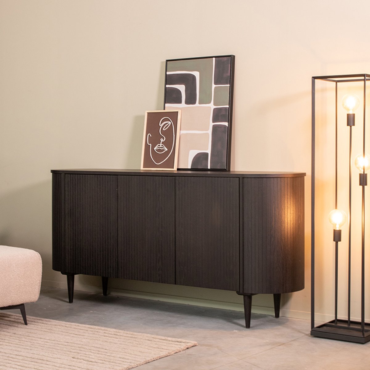 LABEL51 Oliva Dressoir - Zwart - Eiken - 180 cm