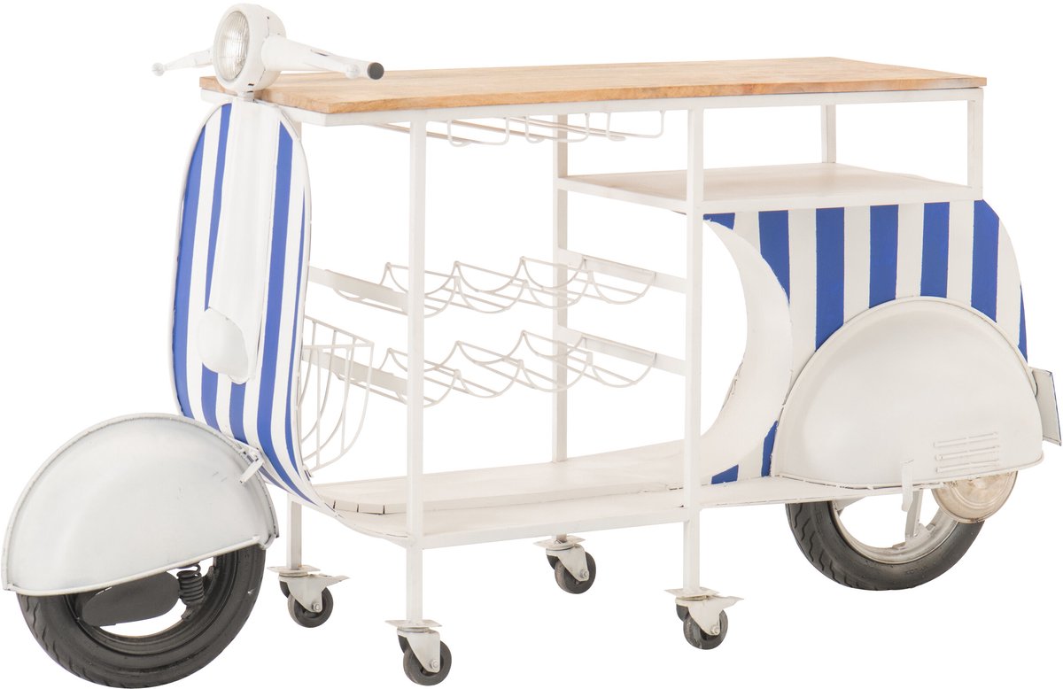 J-Line barkast Scoot Gestreept - metaal - blauw/wit