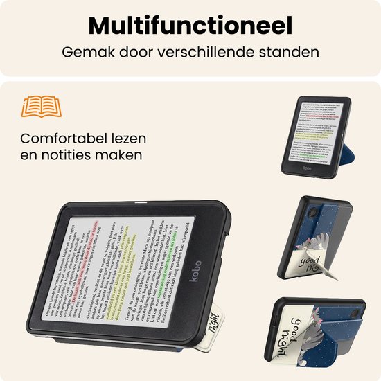 Hoesje Geschikt voor Kobo Clara BW Hoes Book Case Trifold - Hoes Geschikt voor Kobo Clara BW Hoesje Book Cover - Kat van Hoesje  — afbeelding 3