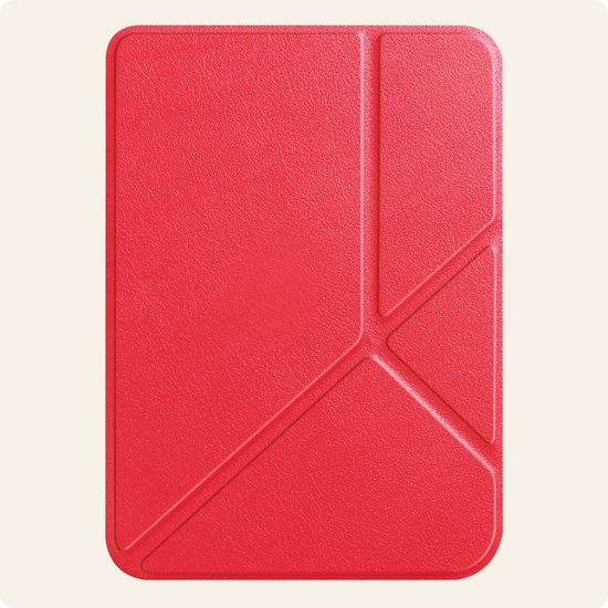 Hoesje Geschikt voor Kobo Clara 2E Hoes Book Case Trifold - Hoes Geschikt voor Kobo Clara 2E Hoesje Book Cover - Rood van Hoesje  — afbeelding 4
