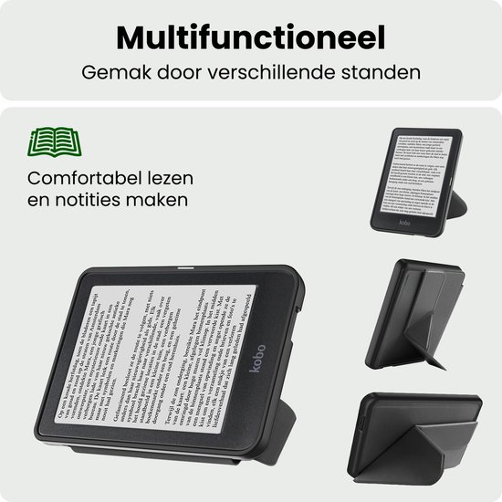 Hoes Geschikt voor Kobo Nia Hoesje Bookcase Cover Hoes Trifold Met Screenprotector - Hoesje Geschikt voor Kobo Nia Hoes Cover Case - Zwart — afbeelding 3