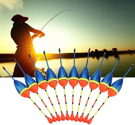 10 Stuks Luminous Vissersdobbers, Houten Slipdobbers voor Forel, Zander en Baars met Accessoires — afbeelding 3