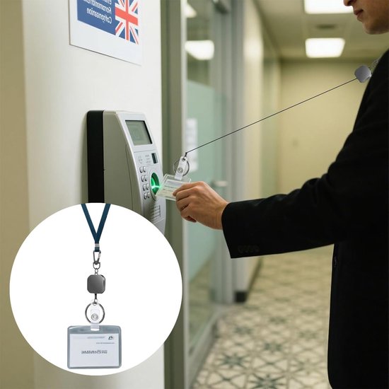 Set van 4 Uittrekbare Badge Reel met Robuuste Carabiner Sleutelhanger en Ceintuurlus - Ideaal voor ID Kaarten, Sleutels en Werkgebruik — afbeelding 3