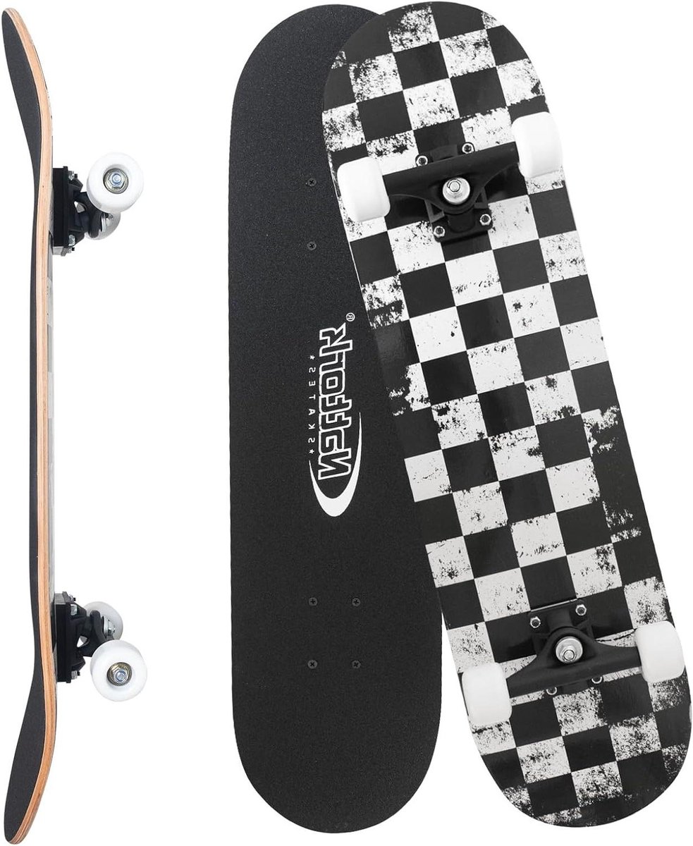 Compleet Skateboard Trick Board Beginners Leren 9 Laags Esdoorn Dek 31 Inch Checkerboard