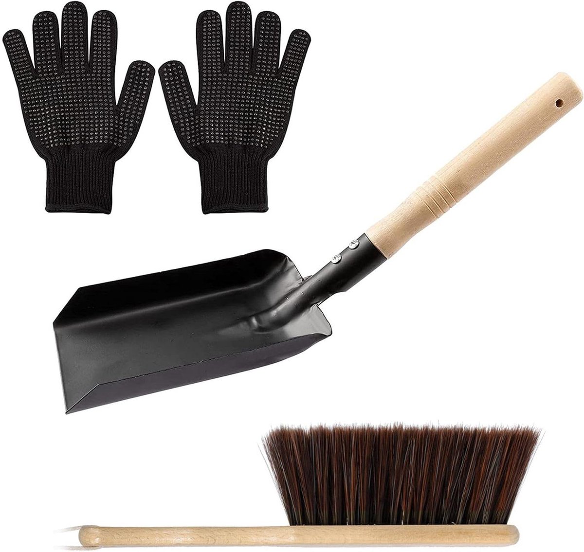 Haard Onderhoud Set - Vuurplaats Gereedschap - Houtkachel Reinigen - Hittebestendige Componenten - 41 cm Lengte - Zwart