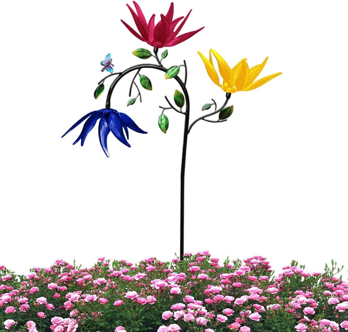 Tuinspinner Set - Bloemdecoratie Pinnen - Tuin Decoreren - Weerbestendig Metaal - 95x30cm - Kleurrijk