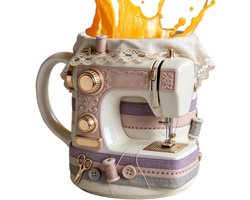 Keramiek Mok - Theekop Naaimachine - Creatief Werken - Thematisch Decoratief - 330 Milliliter - Motief