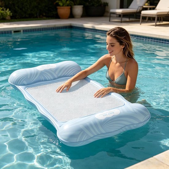 Opblaasbare ligstoel - Water hangmat - Waterplezier op reis - Geïntegreerde pomp - 110 x 68 cm - Blauw — afbeelding 5