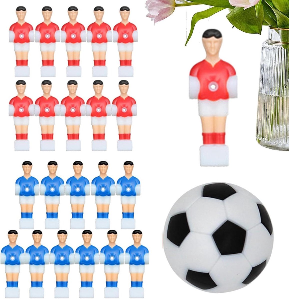 Voetbalspelers Set - Reserveonderdelen Tafel - Tafelvoetbal Spel - Hoogwaardig Hars Materiaal - 22 Stuks - Heldergekleurd
