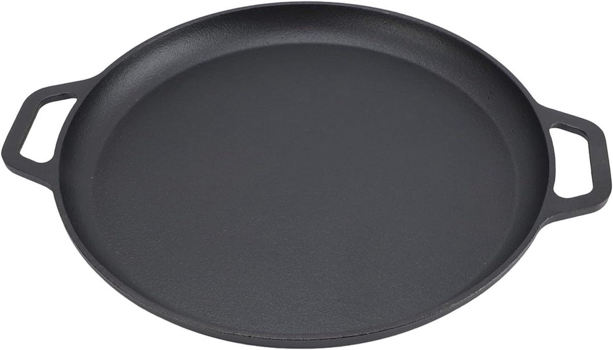 Gietijzeren Koekenpan - Platte Pan - Ontbijt Bereiden - Verdikt Ontwerp - 35cm - Zwart