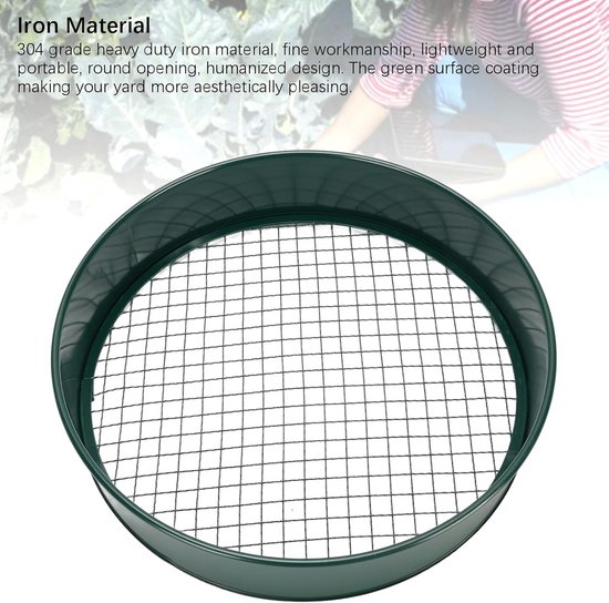 Tuinzeef Bodemzeef - Grondzeef Compostzeef - Planten Potgrond Zeven - Verwisselbare Maaswijdten - 30.5 cm Diameter - Donkergroen — afbeelding 2