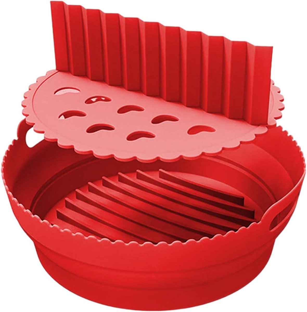 Airfryer Mand Siliconen Bakvorm Gezond Koken Met Scheider 21.5 Cm Rood