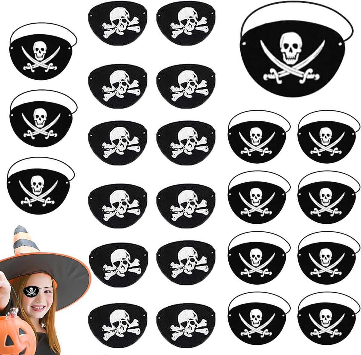 Zwarte Piraten Oogpatches voor Halloween, Cosplay en Feestjes - 24 Stuks, Perfect voor Verkleedpartijen en Theatrale Optredens