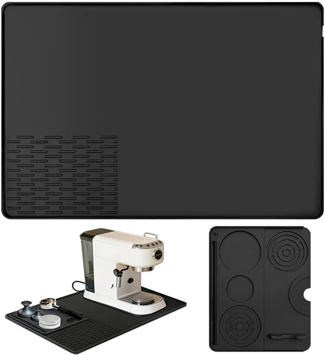 2-in-1 Siliconen Koffiemat 58 x 40 cm met Convexe Rand, Ideaal voor Koffiebar en Keukenaccessoires