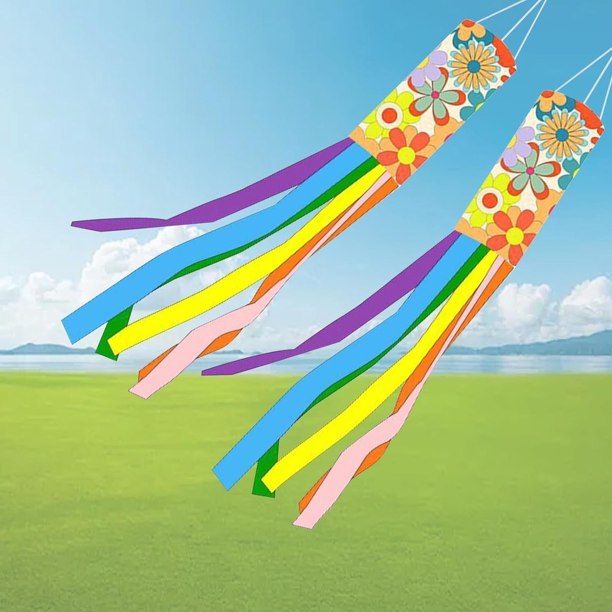 Set van 2 Windzakken 100 cm van Polyester voor Buiten, Tuin en Camping - Ideaal voor Luchthavens en Feestjes