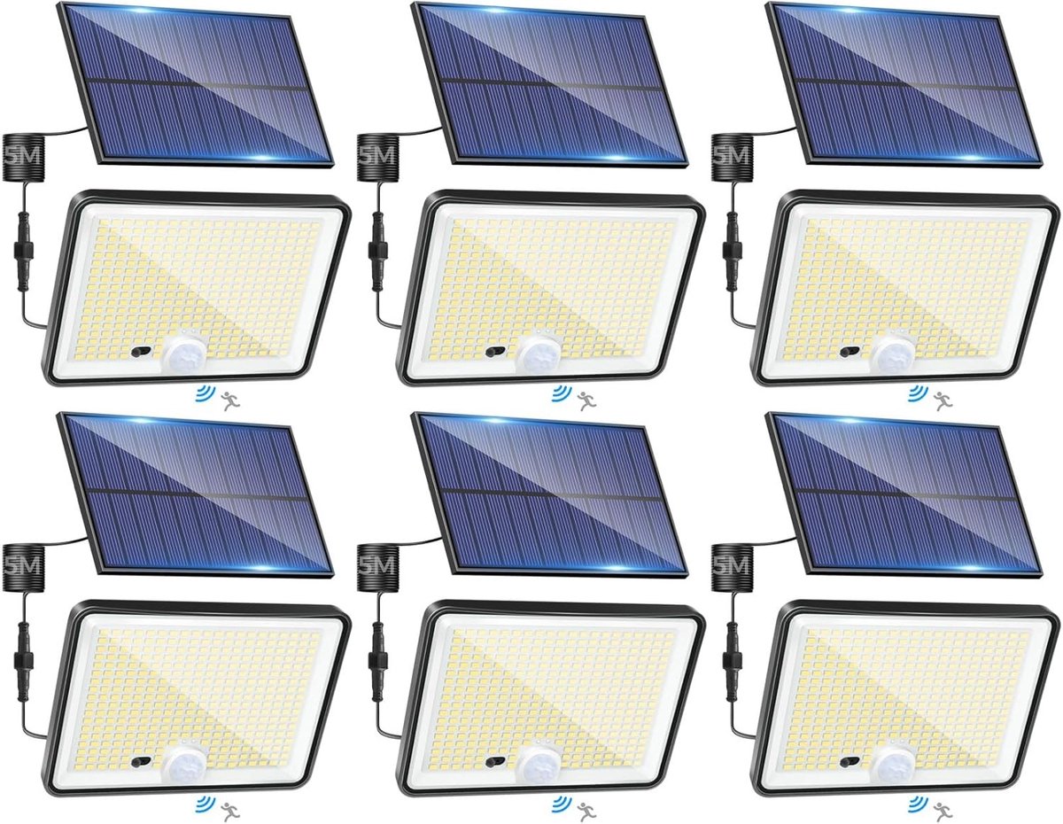 Zonne-energie Lampen - Koudwit - Met Bewegingsmelder - Inclusief Afstandsbediening - Voor Buiten