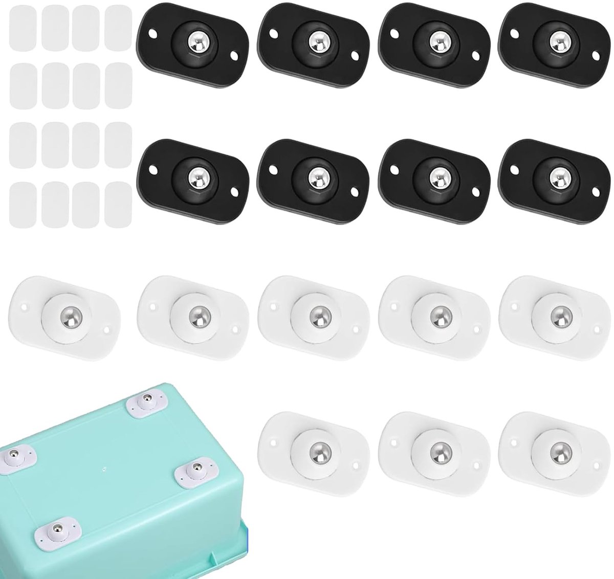16 stuks zelfklevende mini-kogelpoten, 360° draaibare wielen voor keukenapparaten, meubels en opbergcontainers - ShopVlot
