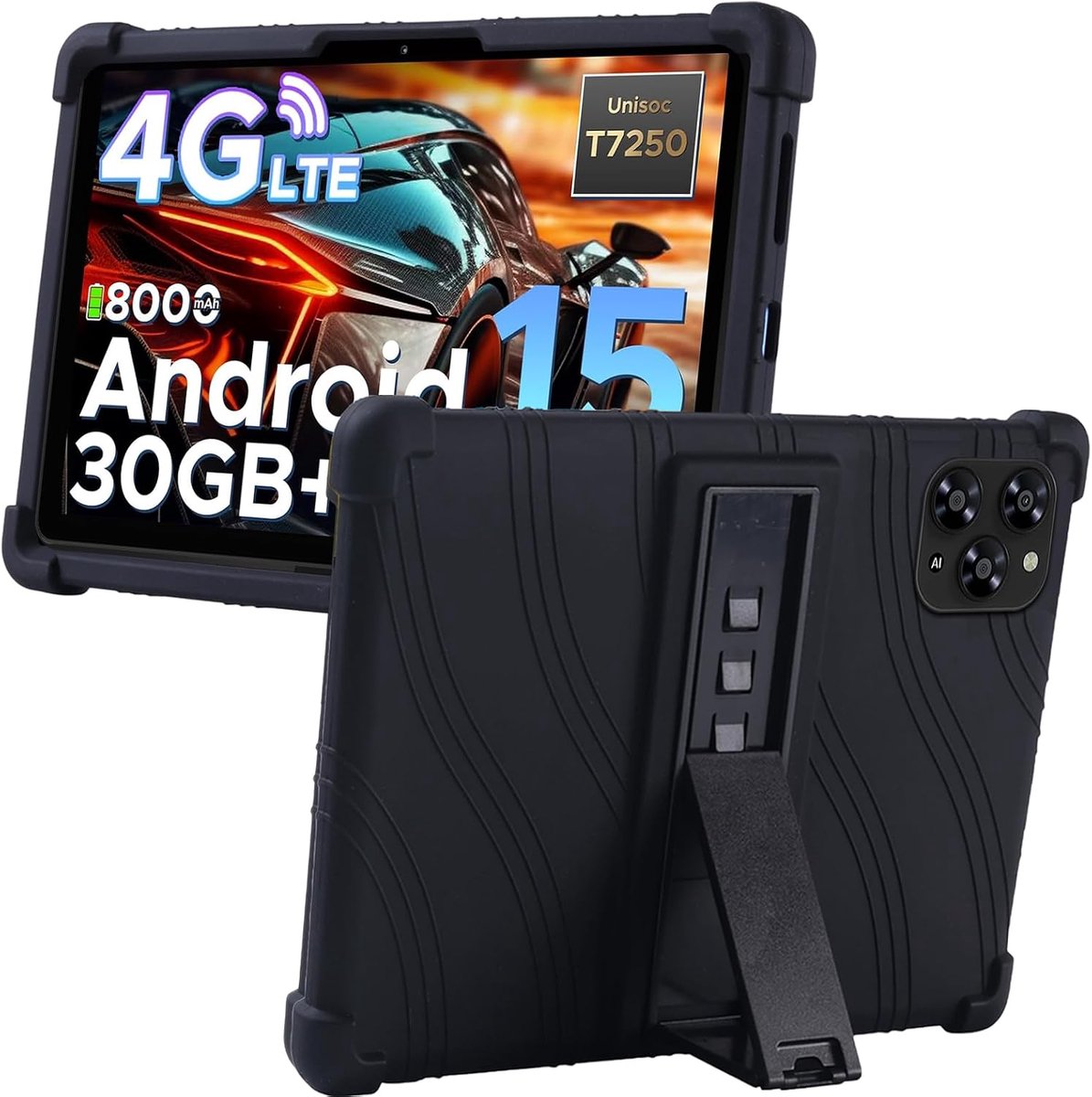 MEMELOKA Doogee Tab G6 Case, Shockproof Soft Silicone Protective Case with Stand Black - ShopVlot