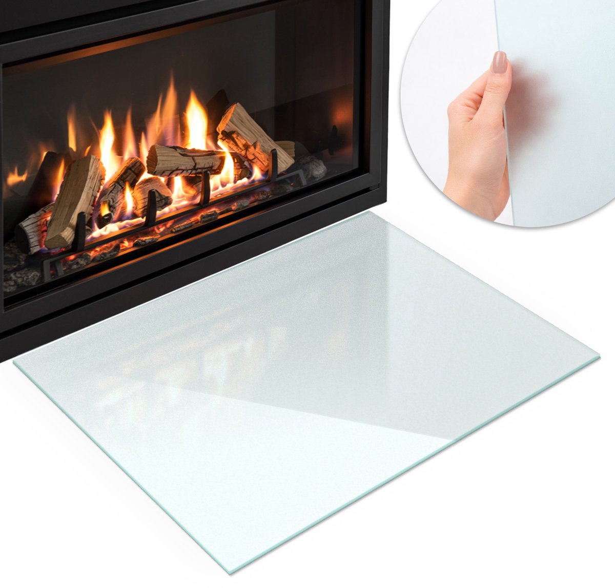 Wallfluent - Kachel vloerplaat - 120x80cm - Halftransparant Rechthoek - Plaat voor onder kachel - Vloerbescherming