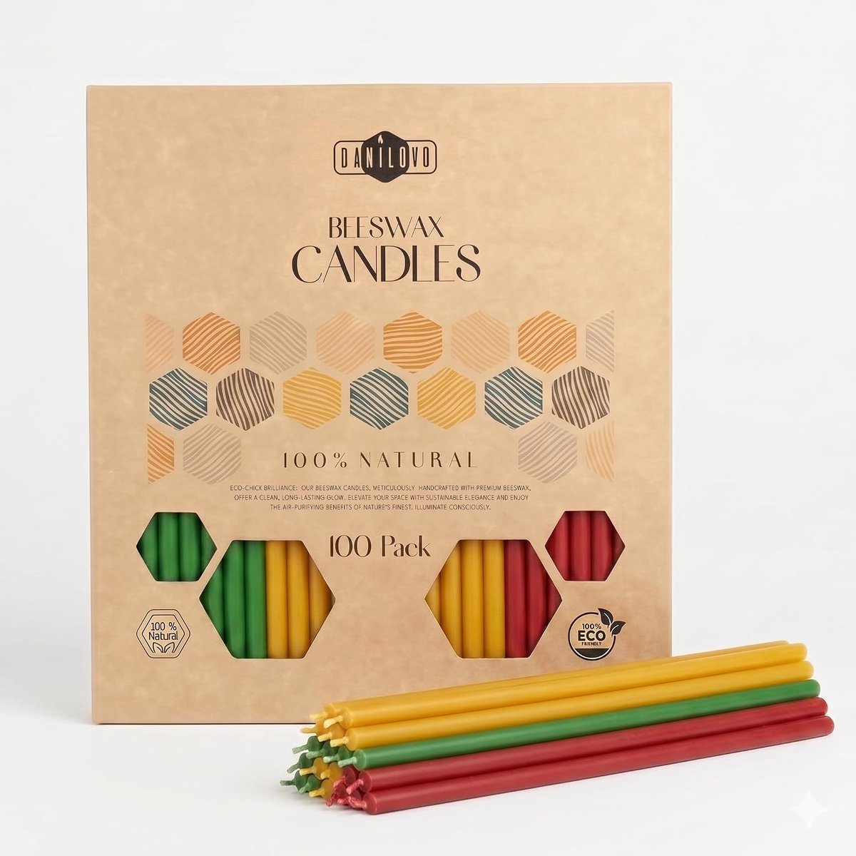 Danilovo 100 Thin Beeswax Candles – Orthodox Church Candles Real Beeswax with Cotton Wick, Ritual Candles for - ShopVlot