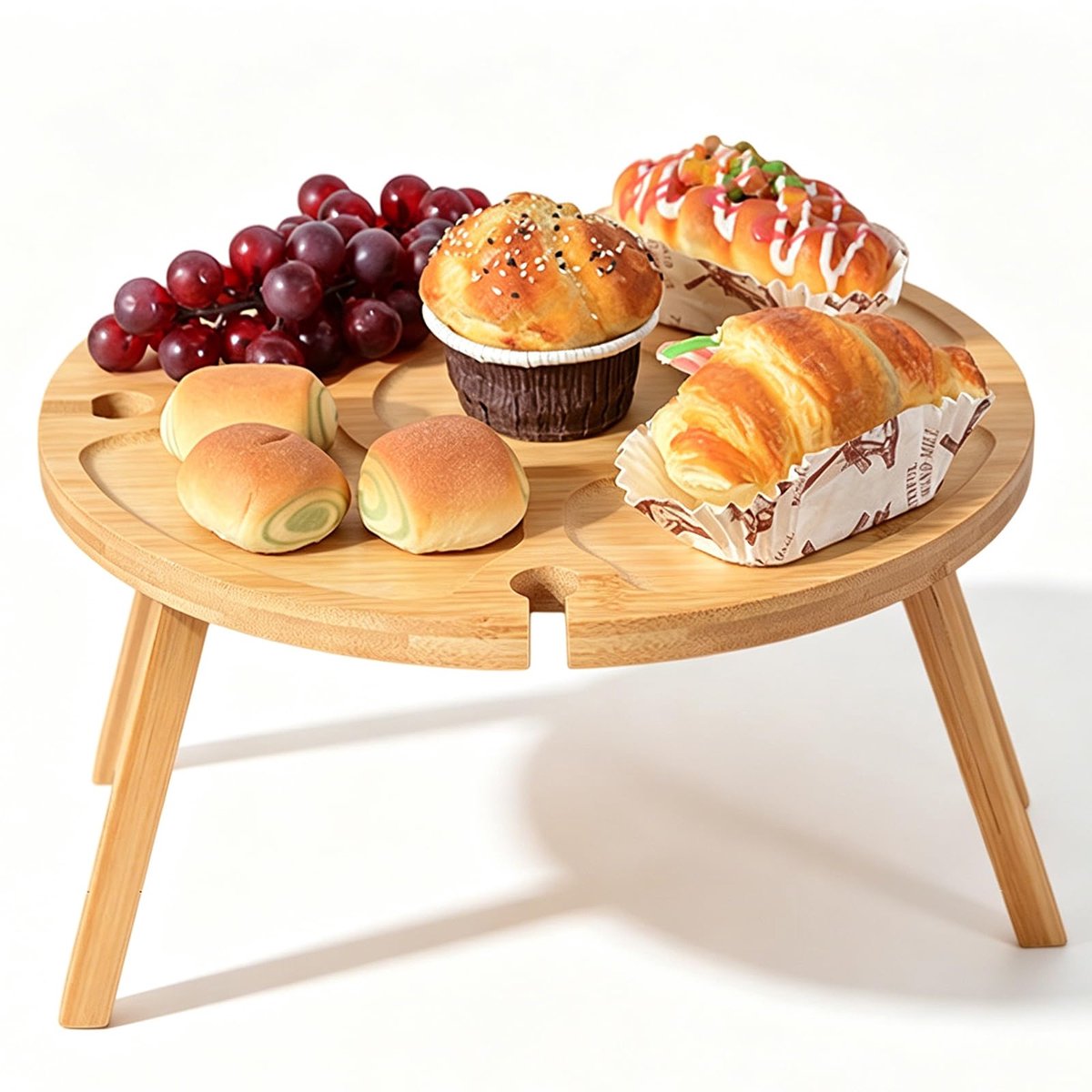 PORFOYO Picknicktafel, inklapbaar, van hout, opvouwbare picknicktafel, picknick, wijntafel, draagbaar, 30 x 30 x 16 - ShopVlot