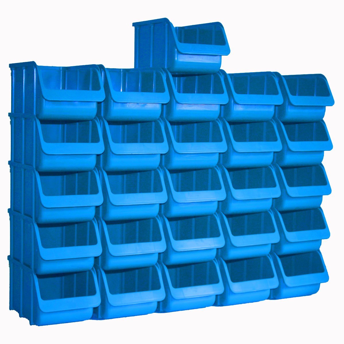 Famanu – Opbergbox stapelbox in maat 3, 26x van polystyrol, hoge vormstabiliteit en belastbaarheid, kleur: blauw