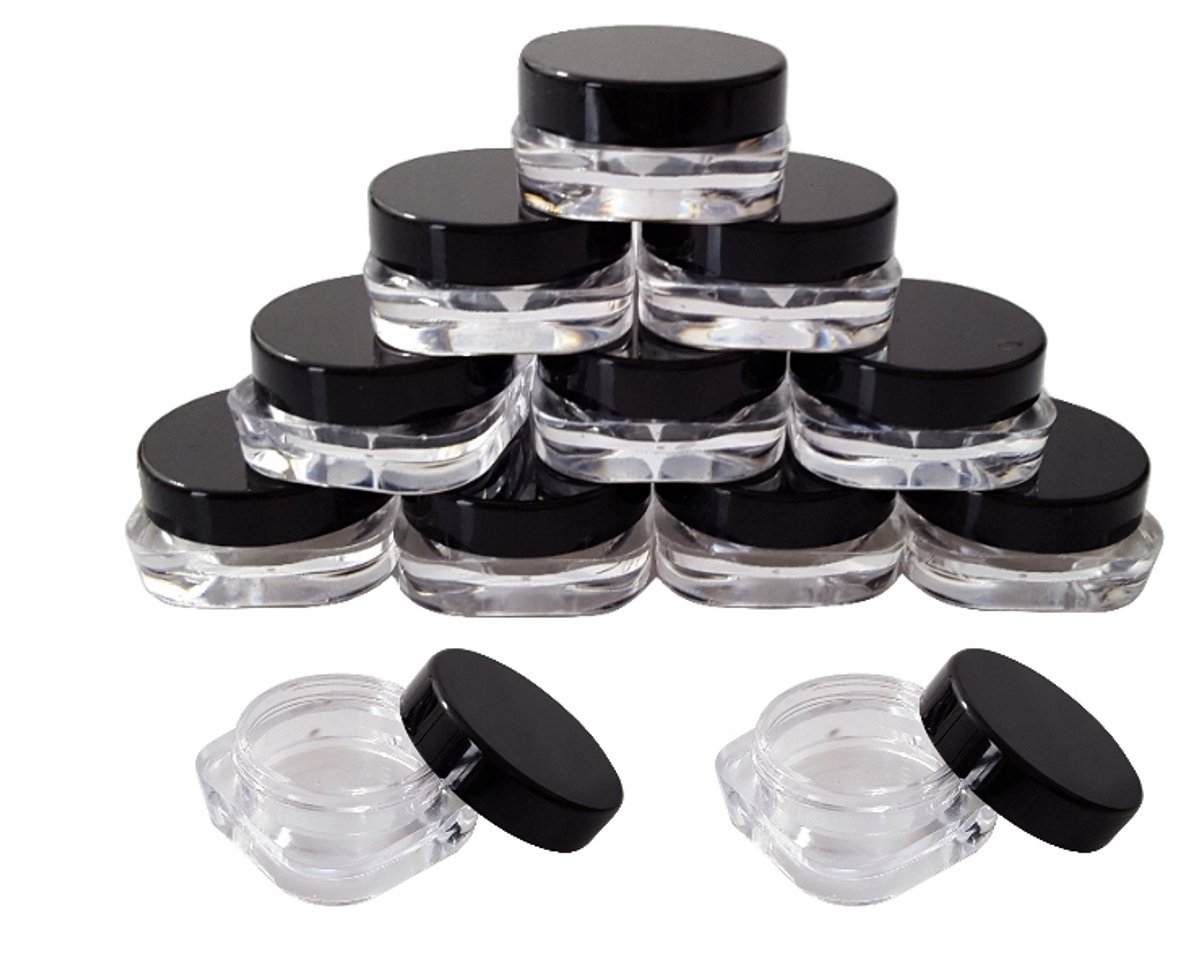 100x Kleine Potjes 3ml - Vierkant & Rond Deksel - Voor Nail Art