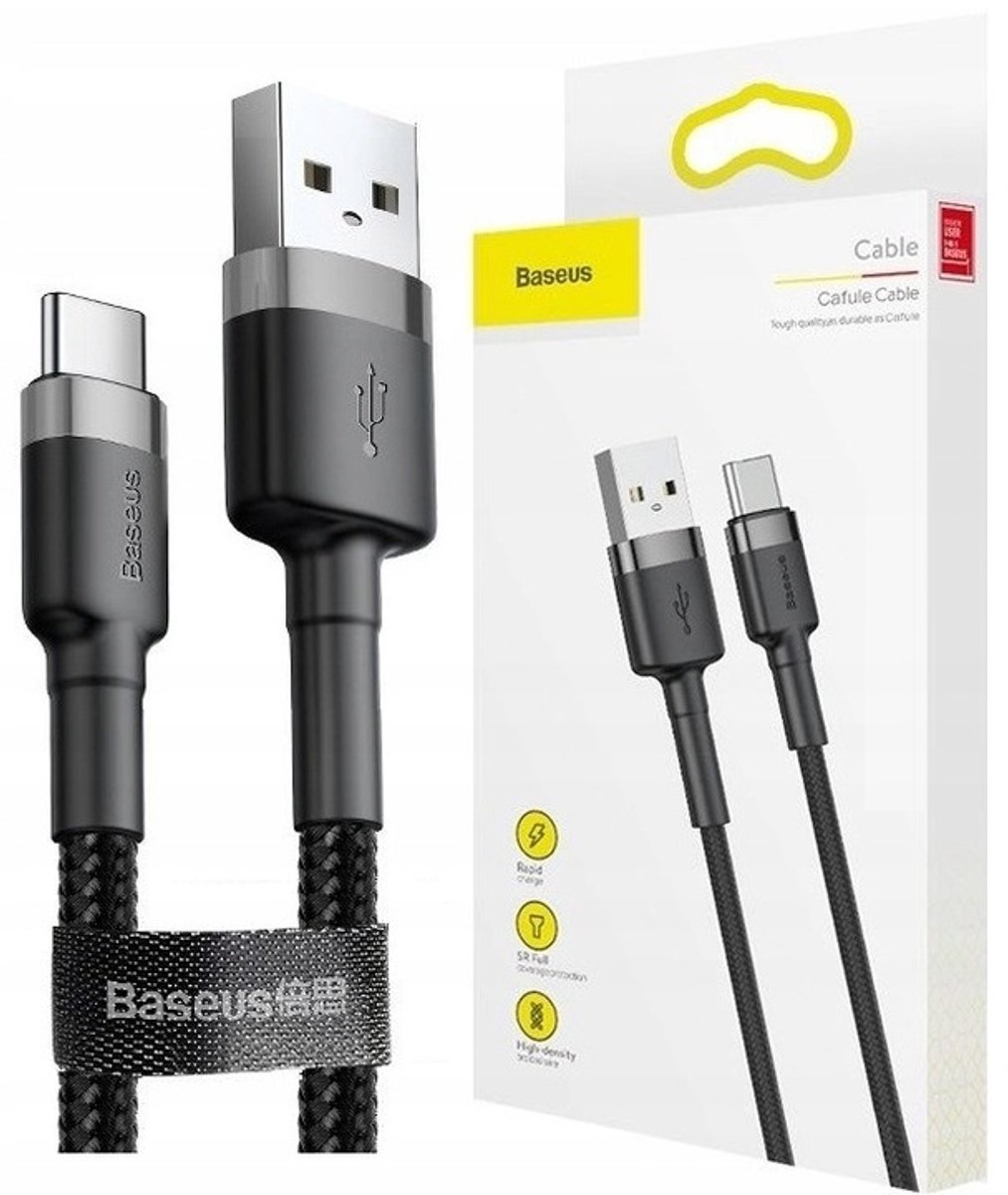 Baseus USB-A naar USB-C Kabel 50cm - Snelladen 3A QC