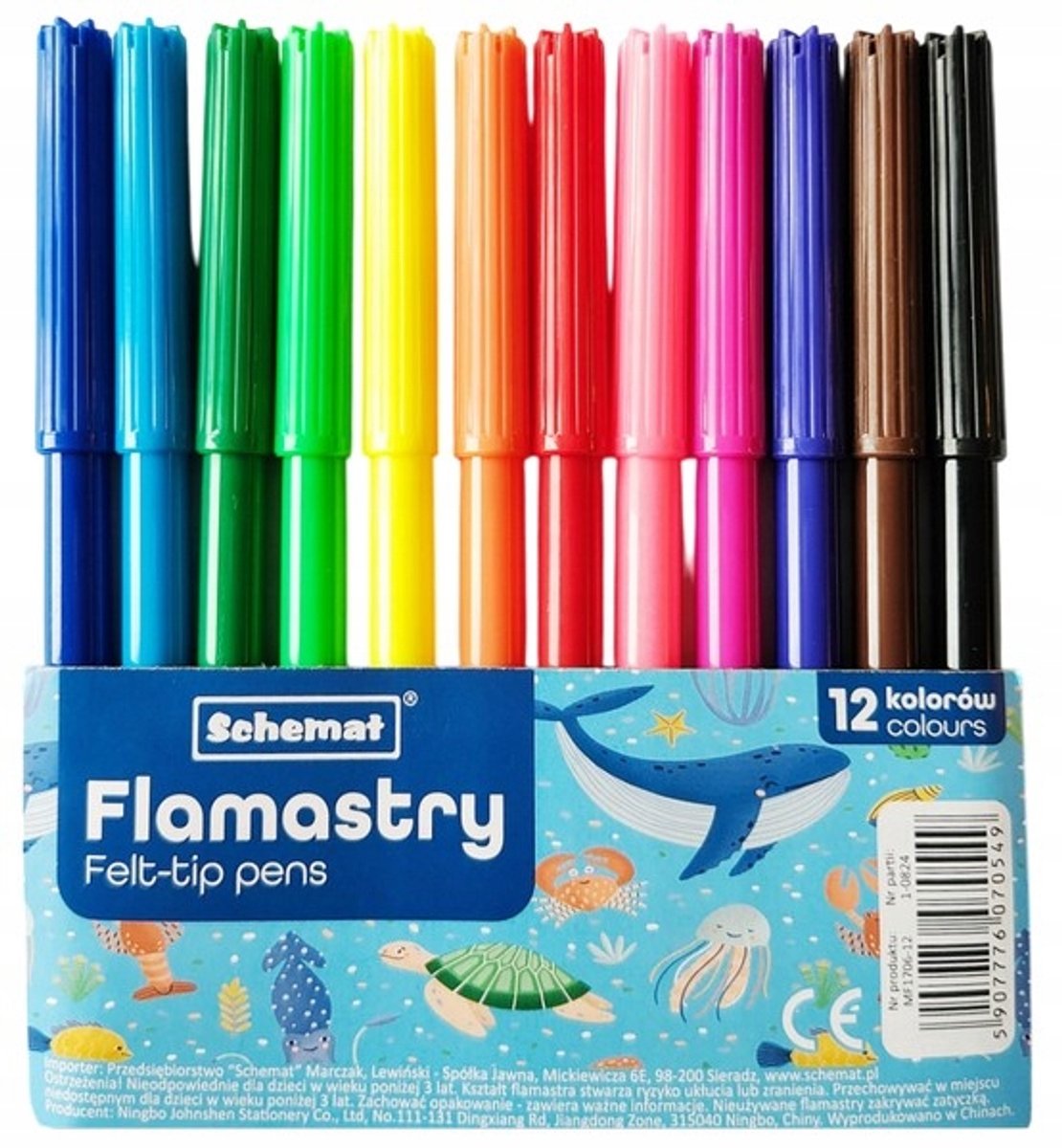 Schemat Flamastry 12 Intensywne Kolory - Ideaal voor School & Tekenen