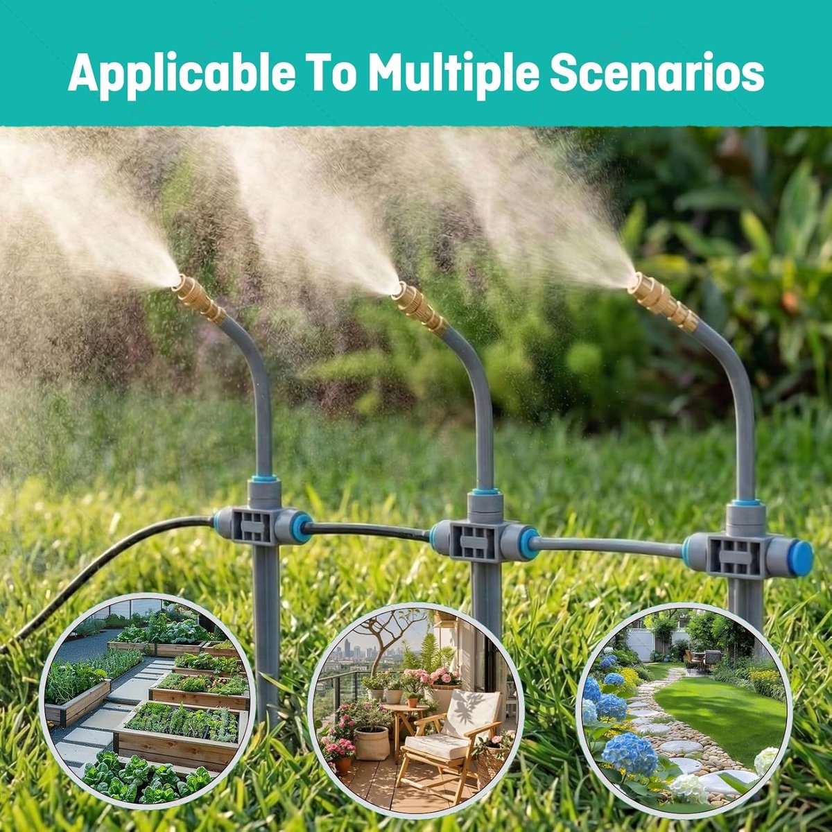 360° Automatic Garden Irrigation System with Ground Spike, Drip Irrigation with Precise Flow Control, Sprinkler - ShopVlot