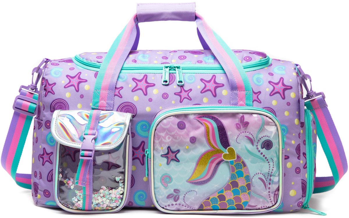 HTgroce Sporttas voor meisjes, zwembadtas, reistas, weekend, strand, voetbal, fitnessstudio, met schoenenvak, Blauwe - ShopVlot